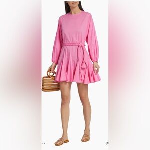 Pink Long Sleeve Dress with Braided Belt